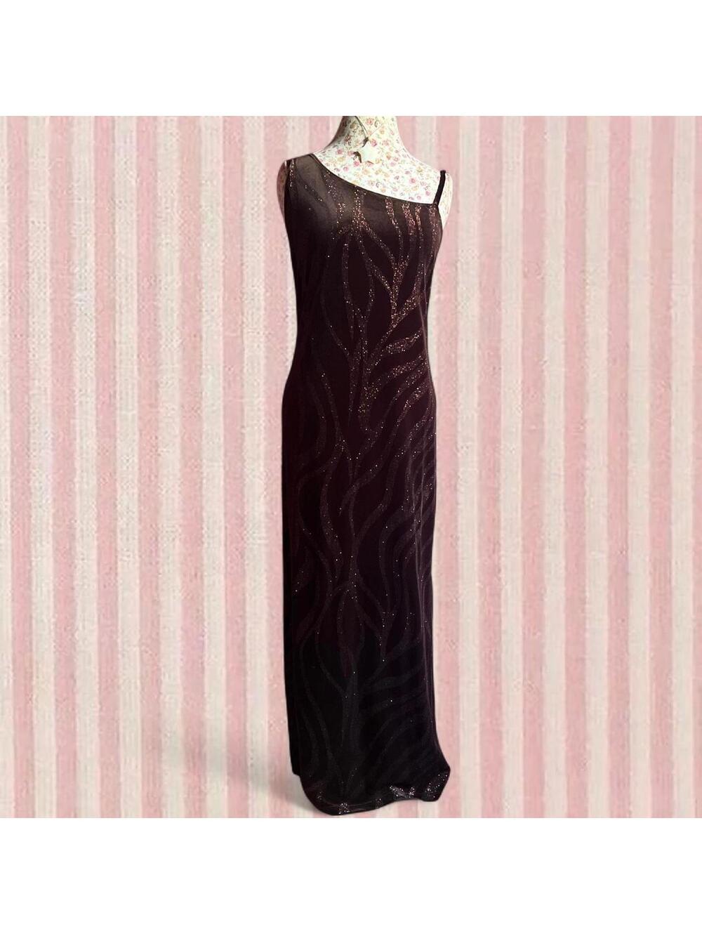 vintage y2k brown sparkly velvet dress